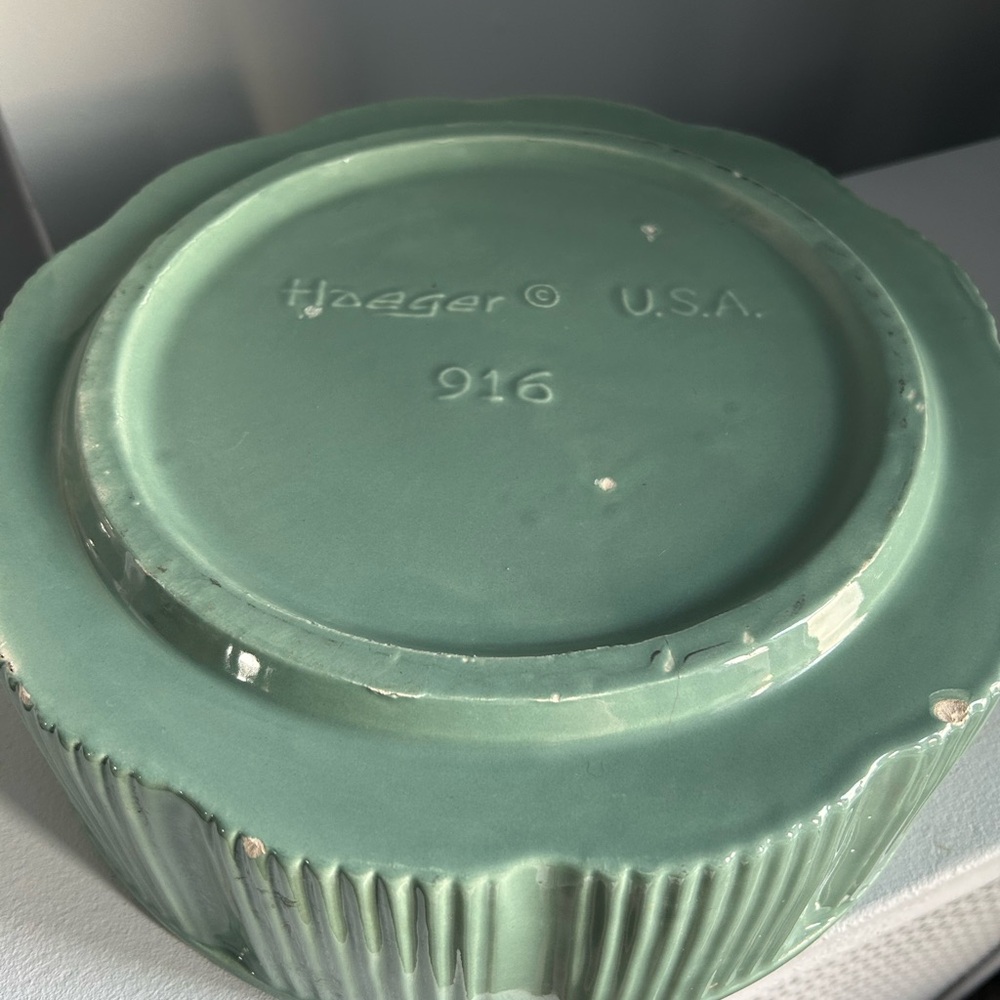 Vintage MCM  Haeger Green Ceramic Bowl - Picture 6 of 8